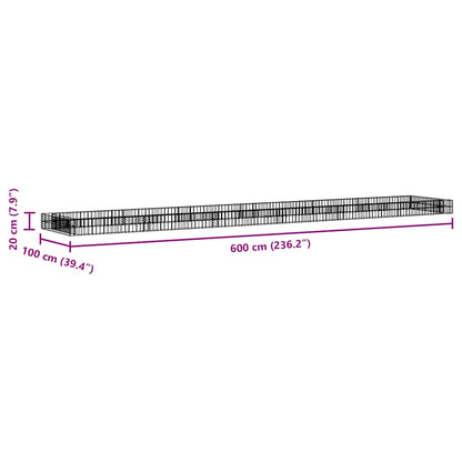 Gabion Raised Bed Galvanised Steel 600x100x20 cm