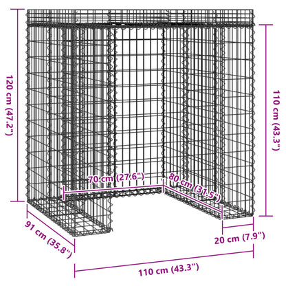 Gabion Wall for Garbage Bin 110x91x120 cm Galvanised Iron