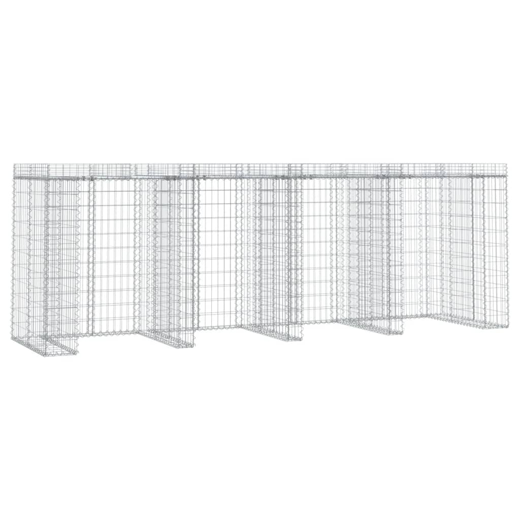 Gabion Wall for Garbage Bin 350x91x120 cm Galvanised Iron