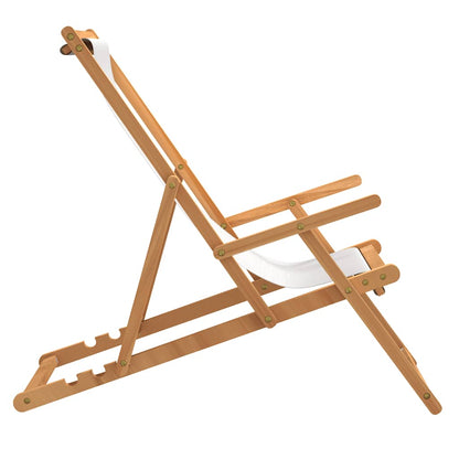 Beach Chair | Cream | Solid teak wood, polyester fabric | Standard