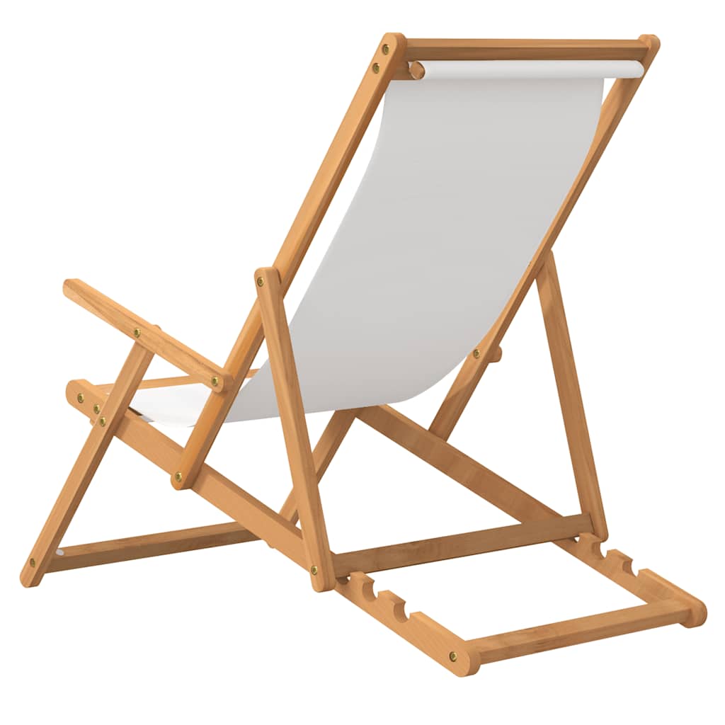 Beach Chair | Cream | Solid teak wood, polyester fabric | Standard