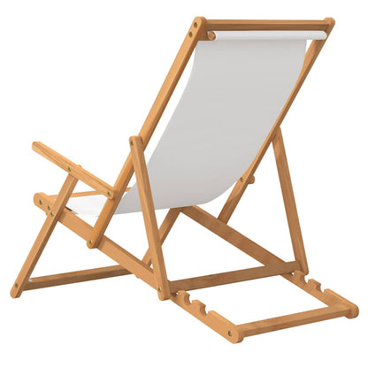 Beach Chair | Cream | Solid teak wood, polyester fabric | Standard