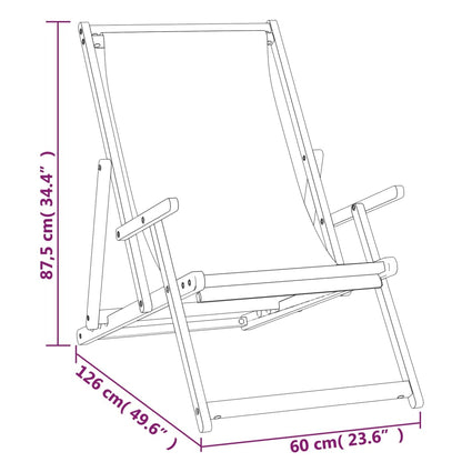 Beach Chair | Grey | Solid Teak Wood, Polyester | Standard | Foldable