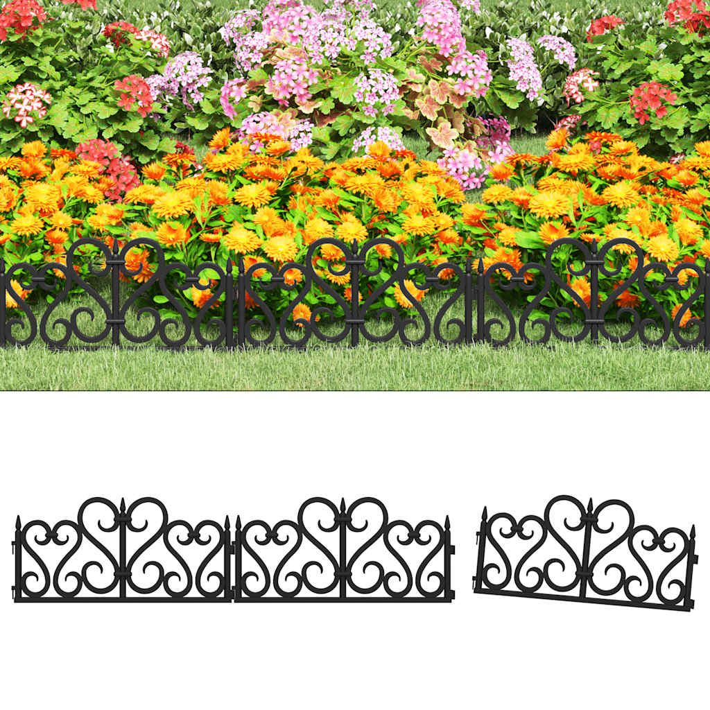 Lawn Edgings 17 pcs Black 10 m PP