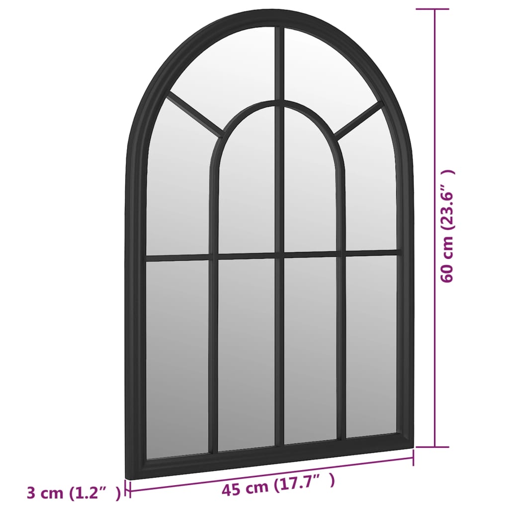 Garden Mirror | Black | Iron, Glass | Medium | Decorative Inlays
