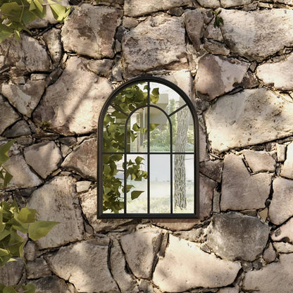 Garden Mirror | Black | Iron, Glass | Medium | Decorative Inlays