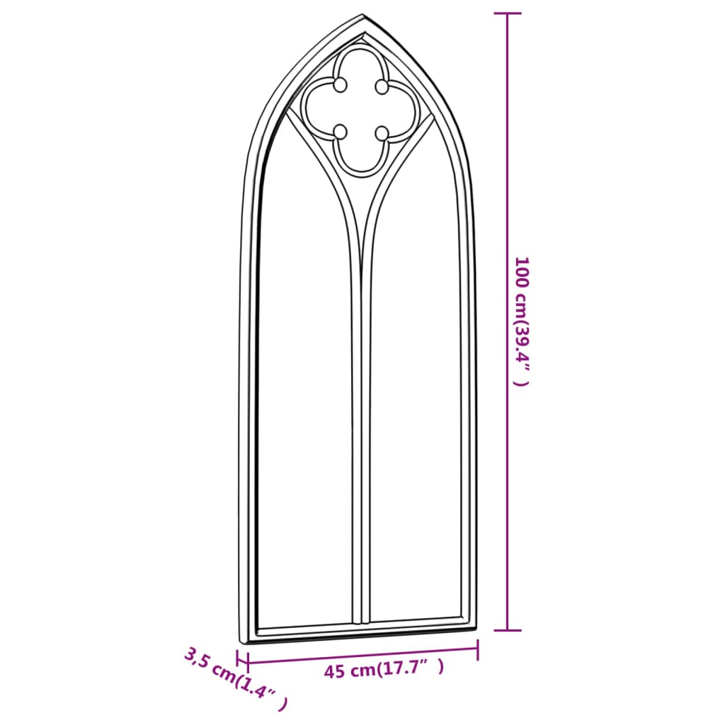 Garden Mirror | Black | Iron, glass | Medium |  Decorative Inlays