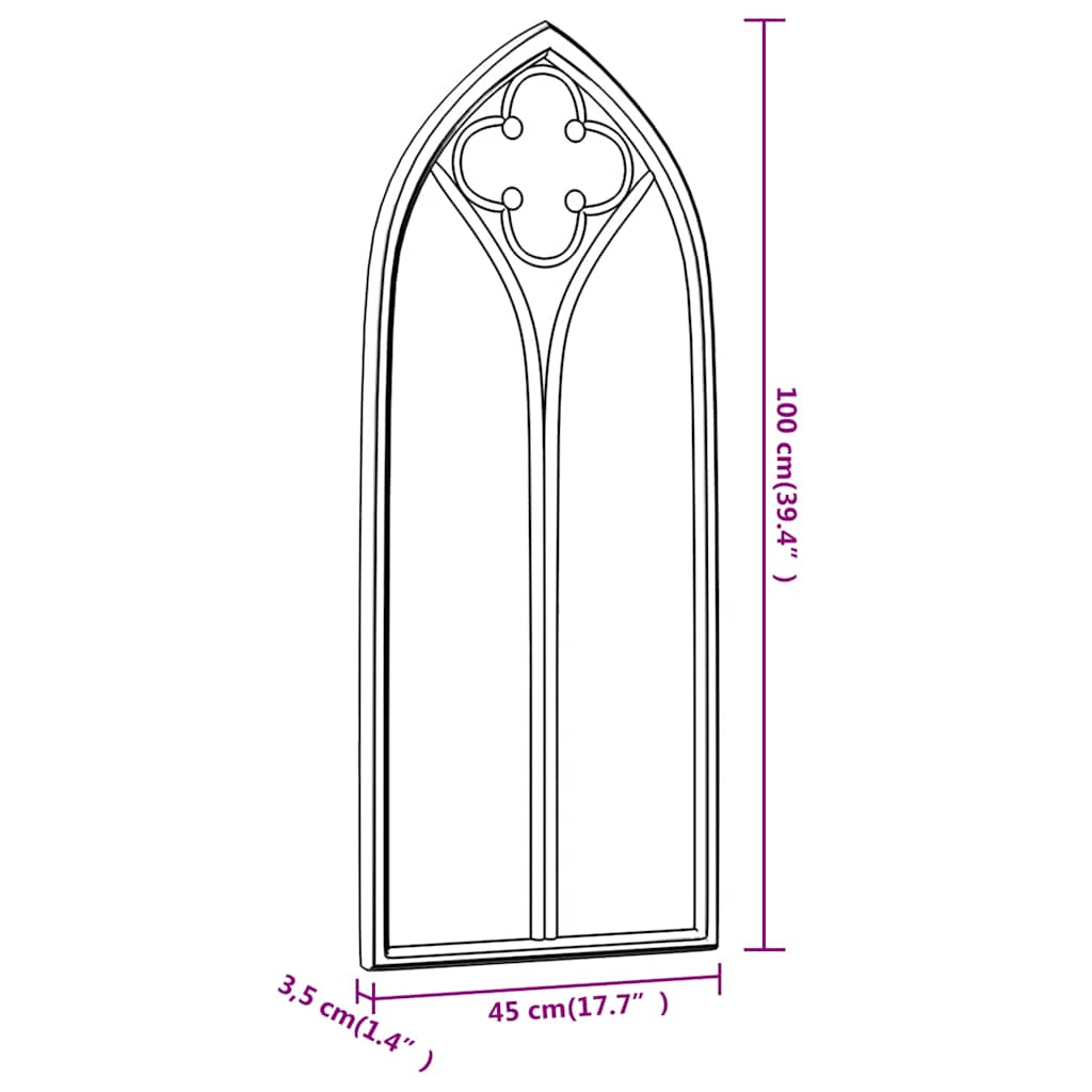 Garden Mirror Black 100x45 cm Iron for Outdoor Use