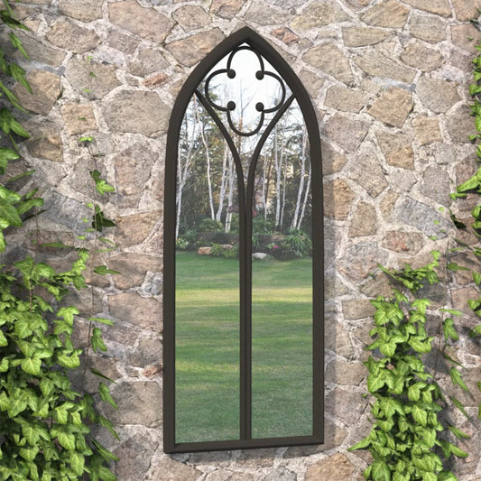 Garden Mirror | Black | Iron, Glass | 70x30 cm | Decorative inlays