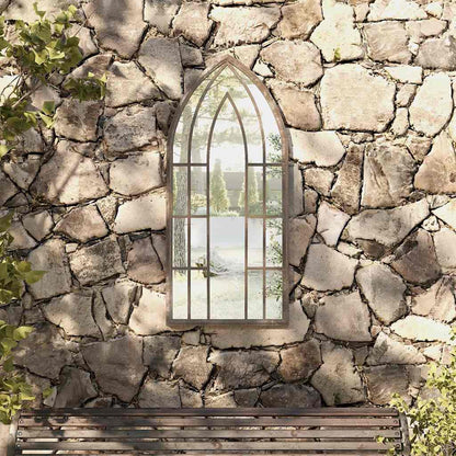 318353 vidaXL Garden Mirror Sand 100x45 cm Iron for Outdoor Use