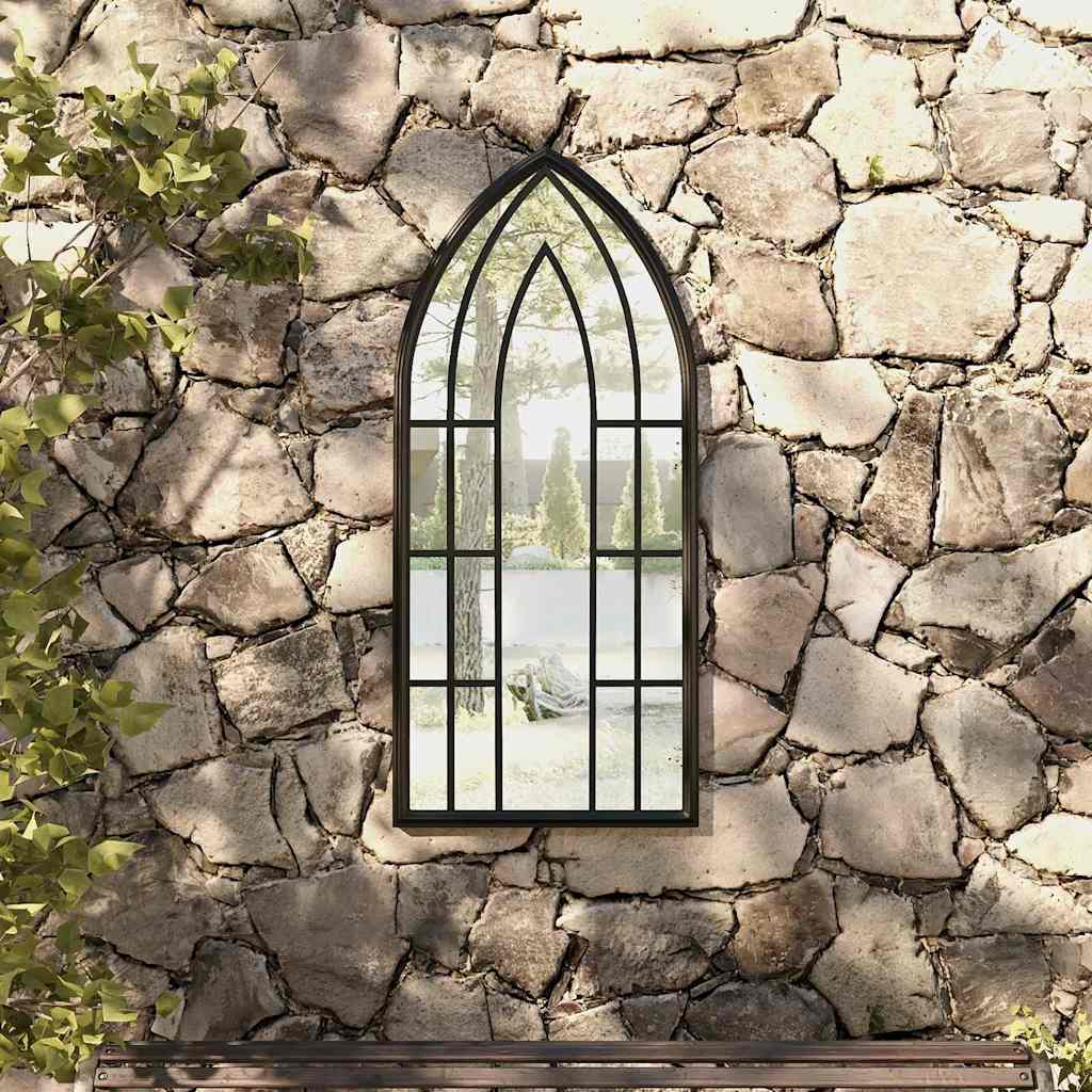 318354 vidaXL Garden Mirror Black 100x45 cm Iron for Outdoor Use