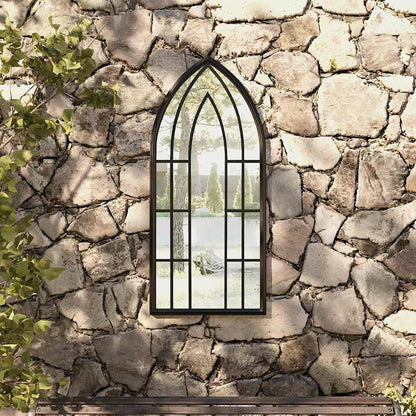 318354 vidaXL Garden Mirror Black 100x45 cm Iron for Outdoor Use