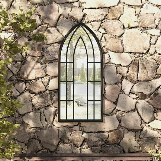 318354 vidaXL Garden Mirror Black 100x45 cm Iron for Outdoor Use