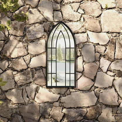 Garden Mirror | Black | Iron, Glass | 70x30 cm | Decorative Inlays
