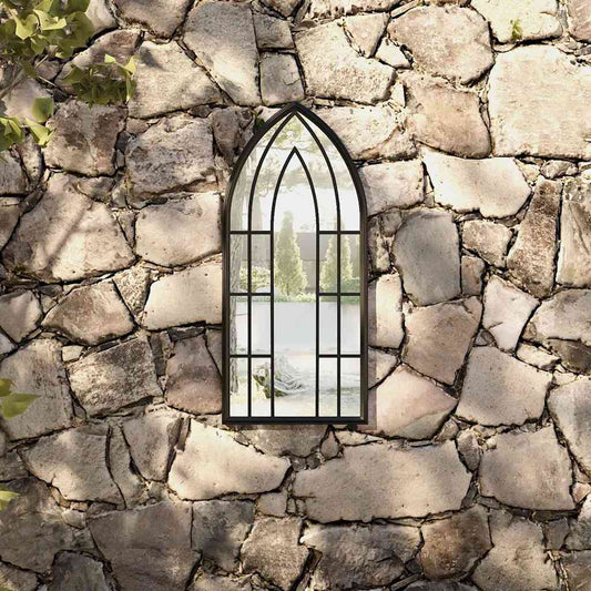 318356 vidaXL Garden Mirror Black 70x30 cm Iron for Outdoor Use