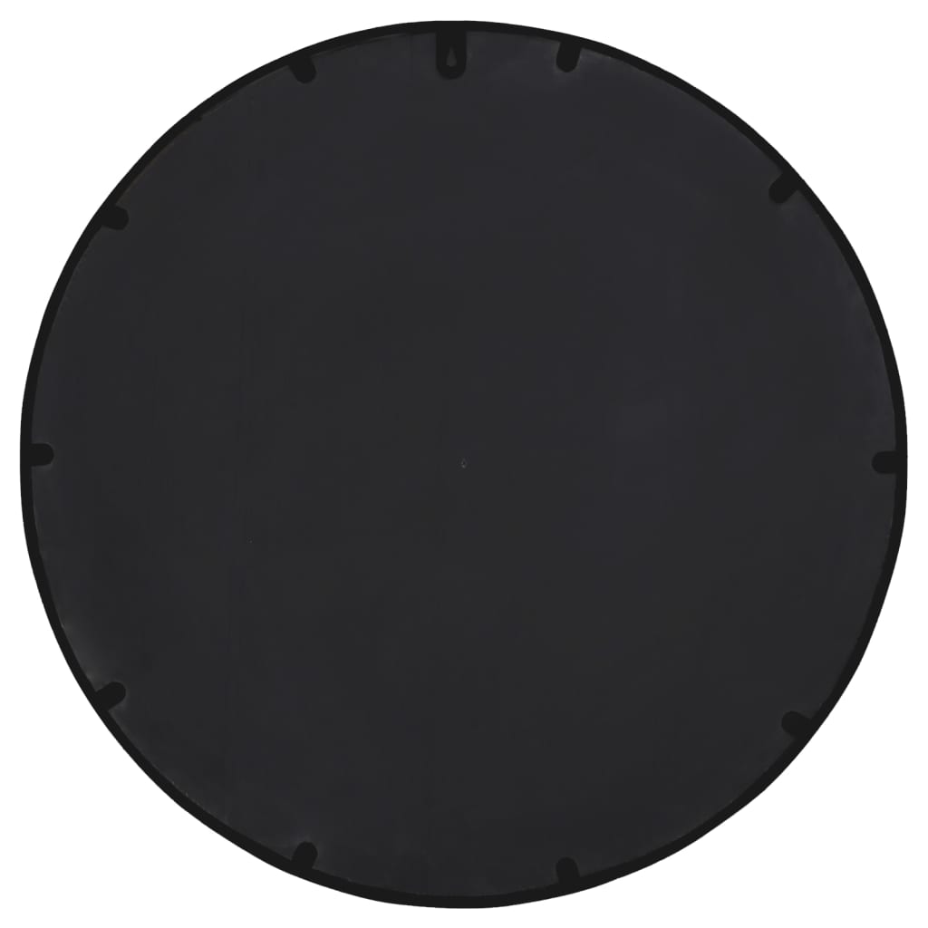 Round Garden Mirror | Black | Iron | 60 cm diameter | Decorative Inlays