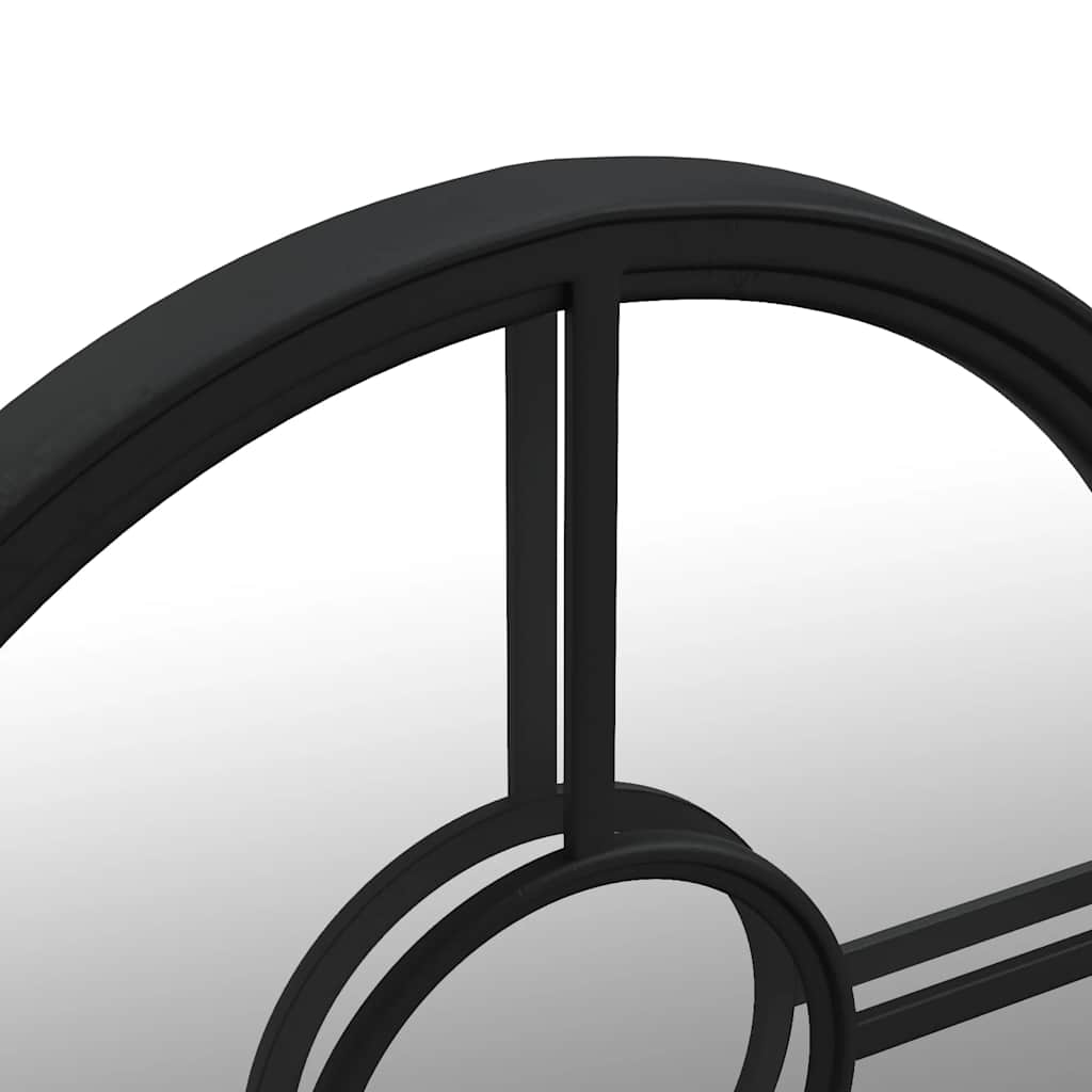 318360 vidaXL Garden Mirror Black 60x4 cm Iron Round for Outdoor Use