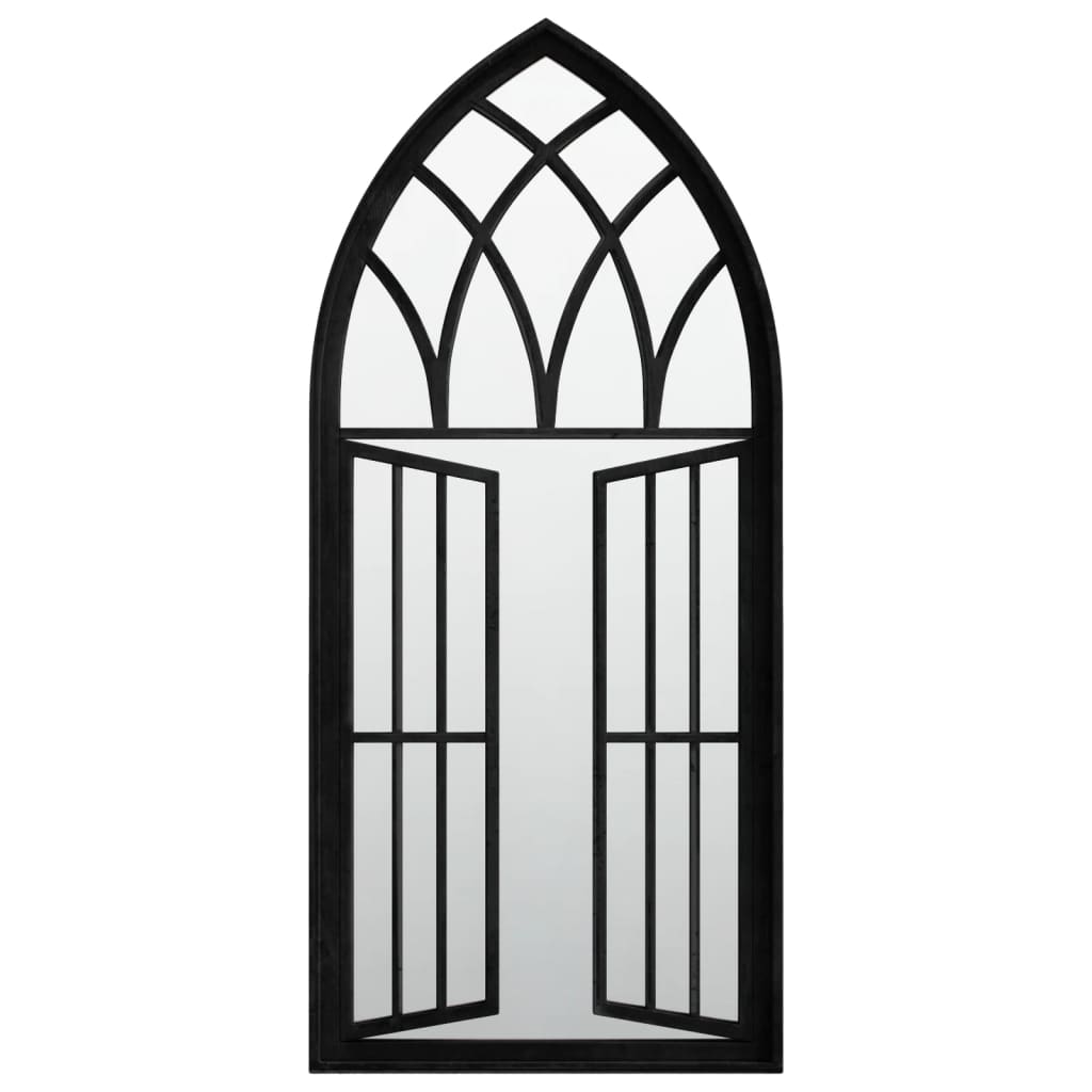 Garden Mirror | Black | Iron, Glass | 100x45 cm | Decorative Inlays