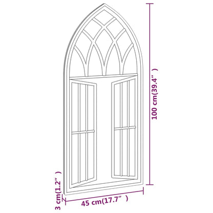 Garden Mirror | Black | Iron, Glass | 100x45 cm | Decorative Inlays
