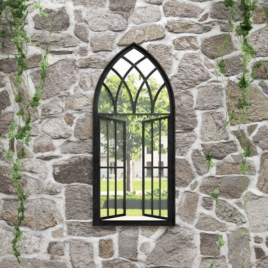 Garden Mirror | Black | Iron, Glass | 100x45 cm | Decorative Inlays