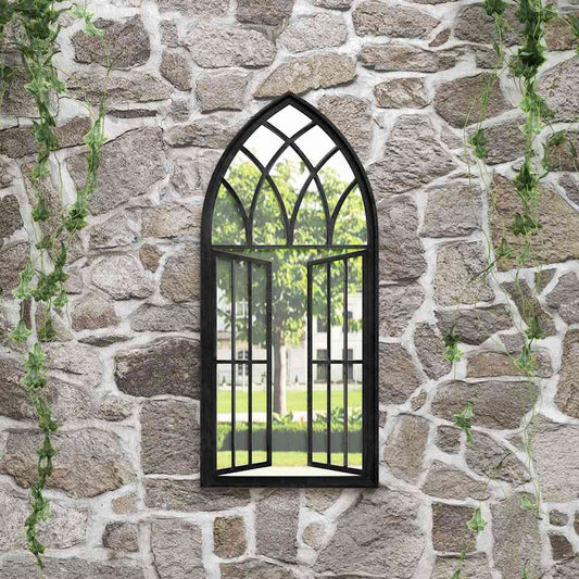 318362 vidaXL Garden Mirror Black 100x45 cm Iron for Outdoor Use