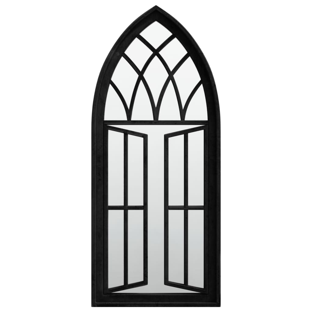Garden Mirror | Black | Iron, Glass | 70x30 cm | Decorative Inlays