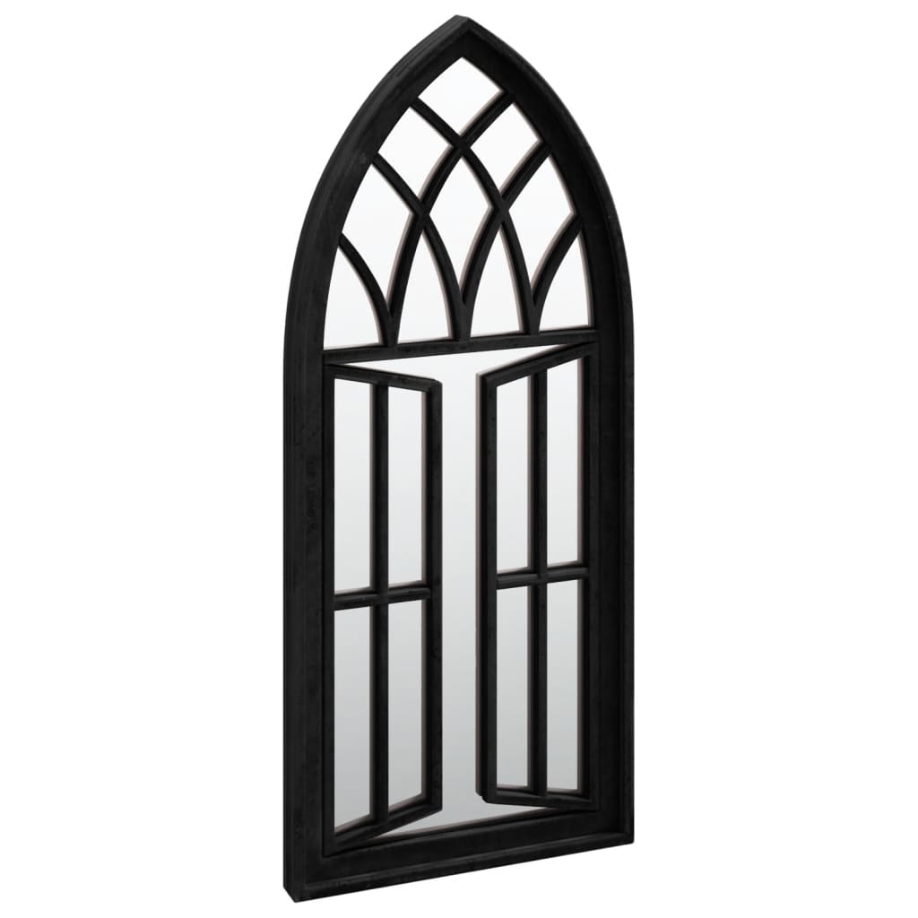Garden Mirror | Black | Iron, Glass | 70x30 cm | Decorative Inlays