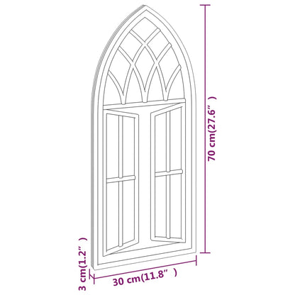 Garden Mirror | Black | Iron, Glass | 70x30 cm | Decorative Inlays