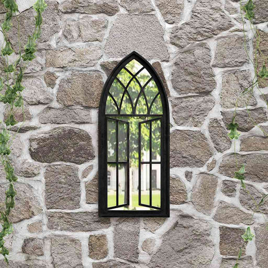 318364 vidaXL Garden Mirror Black 70x30 cm Iron for Outdoor Use