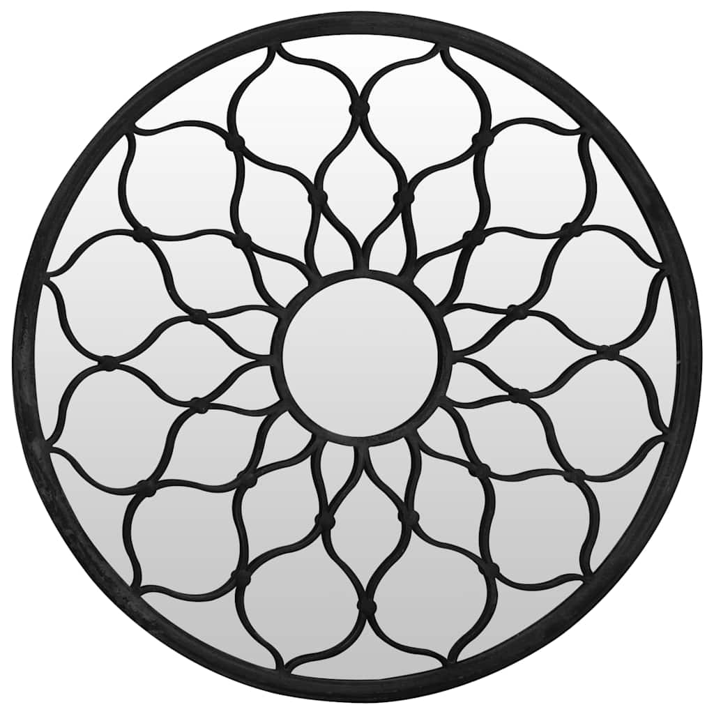 318366 vidaXL Garden Mirror Black 40x3 cm Iron Round for Outdoor Use