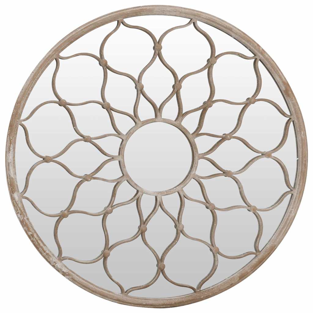 318367 vidaXL Garden Mirror Sand 60x3 cm Iron Round for Outdoor Use