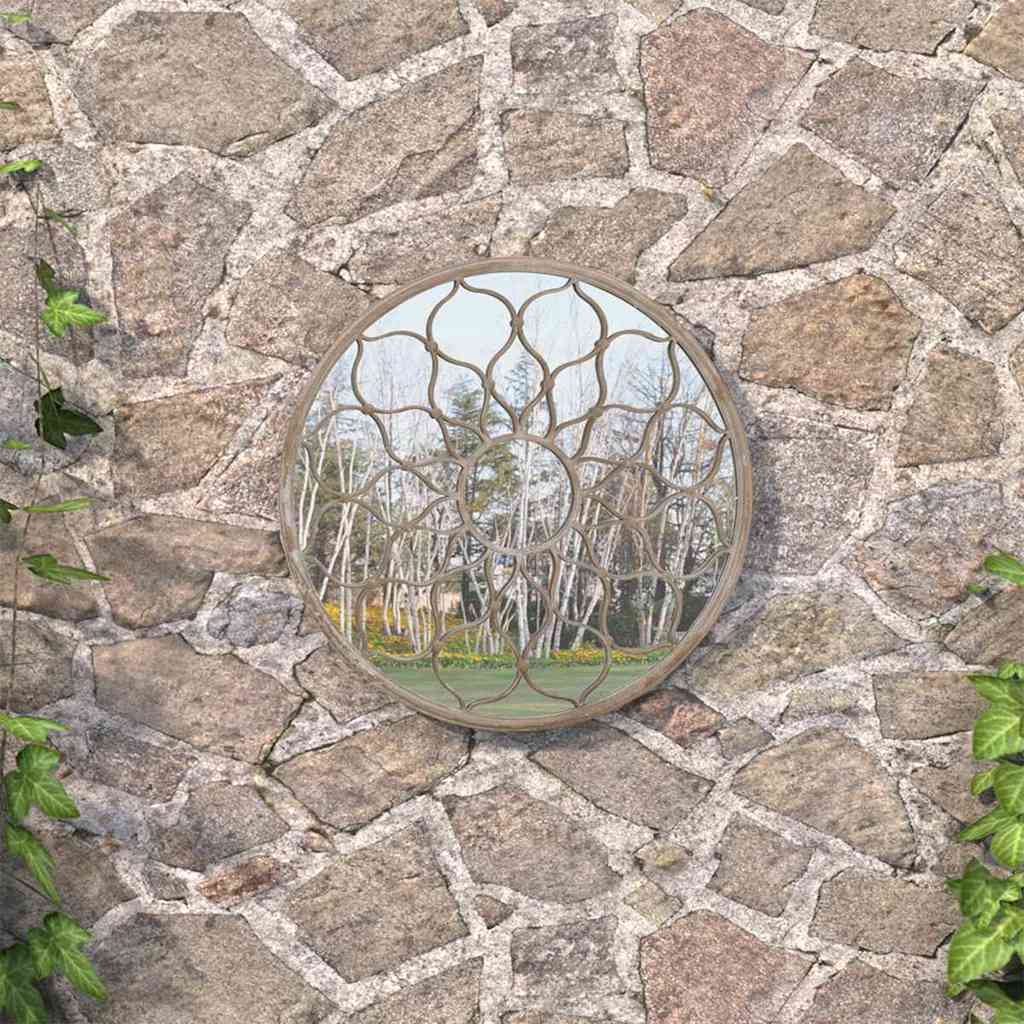 318367 vidaXL Garden Mirror Sand 60x3 cm Iron Round for Outdoor Use