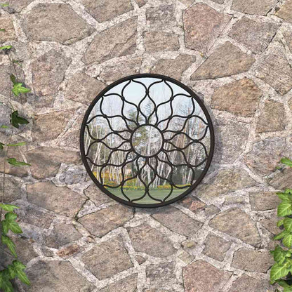 318368 vidaXL Garden Mirror Black 60x3 cm Iron Round for Outdoor Use