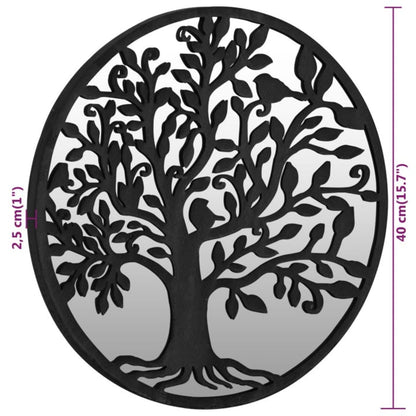 Round Garden Mirror | Black | Iron, Glass | Medium | Decorative Inlays