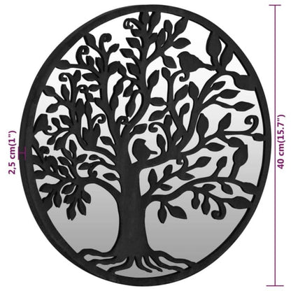 318370 vidaXL Garden Mirror Black 40x2,5 cm Iron Round for Outdoor Use