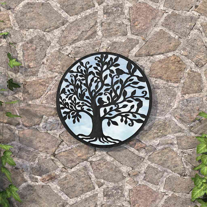 318370 vidaXL Garden Mirror Black 40x2,5 cm Iron Round for Outdoor Use