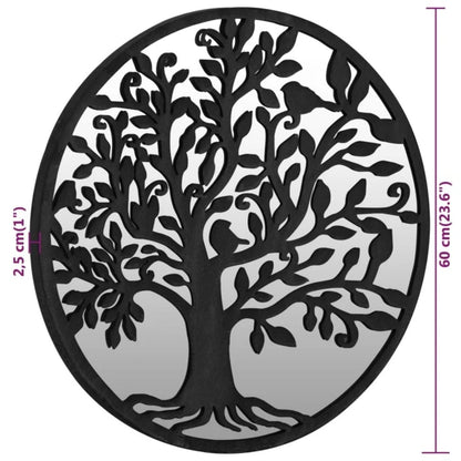 Round Garden Mirror | Black | Iron, Glass | 60 cm Diameter