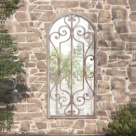 318373 vidaXL Garden Mirror Sand 100x45 cm Iron for Outdoor Use
