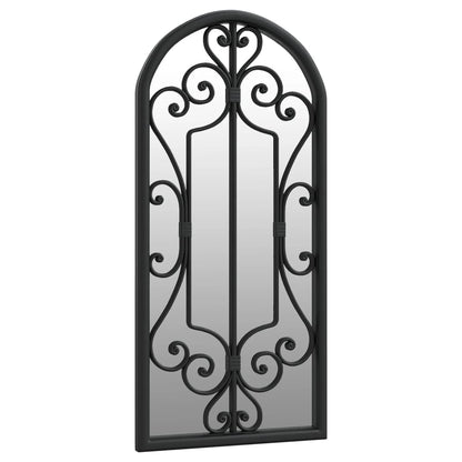 Garden Mirror Black 100x45 cm Iron for Outdoor Use