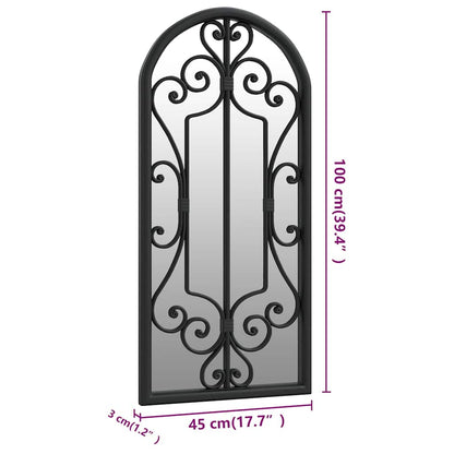 318374 vidaXL Garden Mirror Black 100x45 cm Iron for Outdoor Use