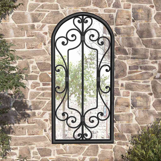 318374 vidaXL Garden Mirror Black 100x45 cm Iron for Outdoor Use
