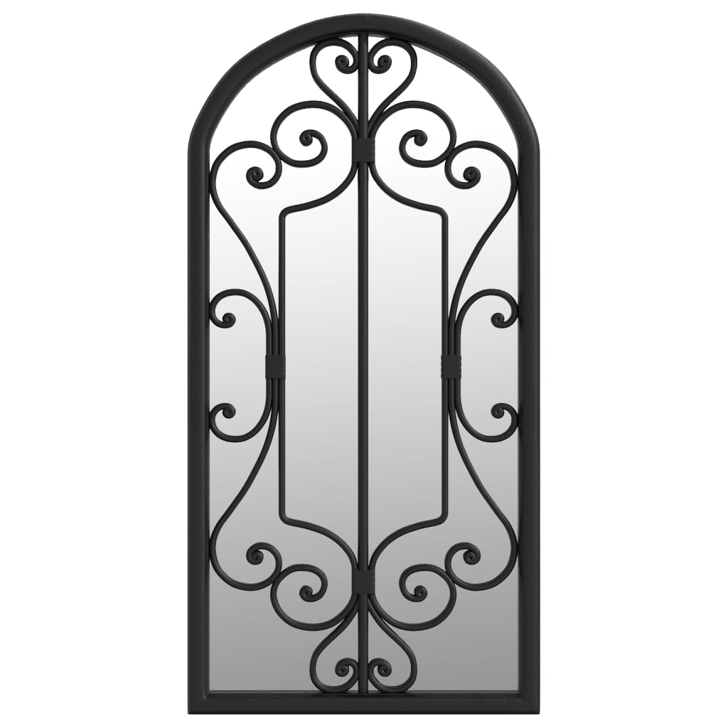 Garden Mirror | Black | Iron, Glass | 70x30 cm | Decorative Inlays