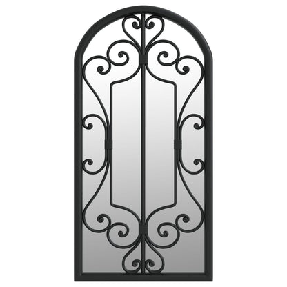 Garden Mirror | Black | Iron, Glass | 70x30 cm | Decorative Inlays