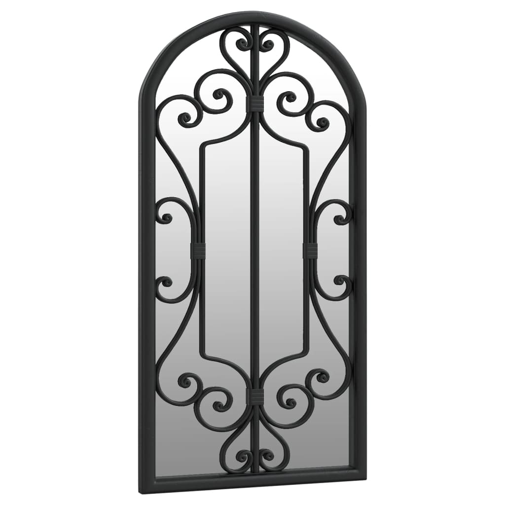Garden Mirror | Black | Iron, Glass | 70x30 cm | Decorative Inlays