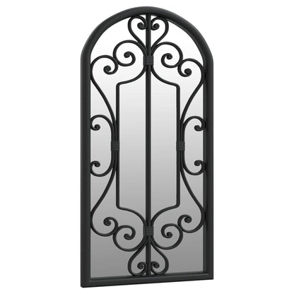 Garden Mirror | Black | Iron, Glass | 70x30 cm | Decorative Inlays