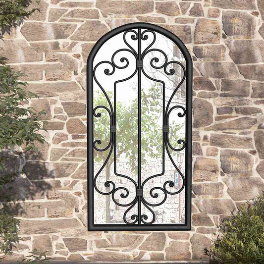 318376 vidaXL Garden Mirror Black 70x30 cm Iron for Outdoor Use