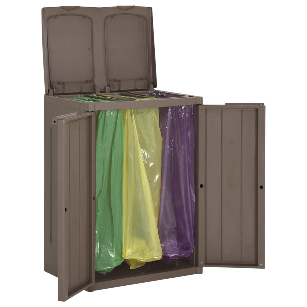 Trash Bin with 2 Doors Brown 65x45x88 cm PP