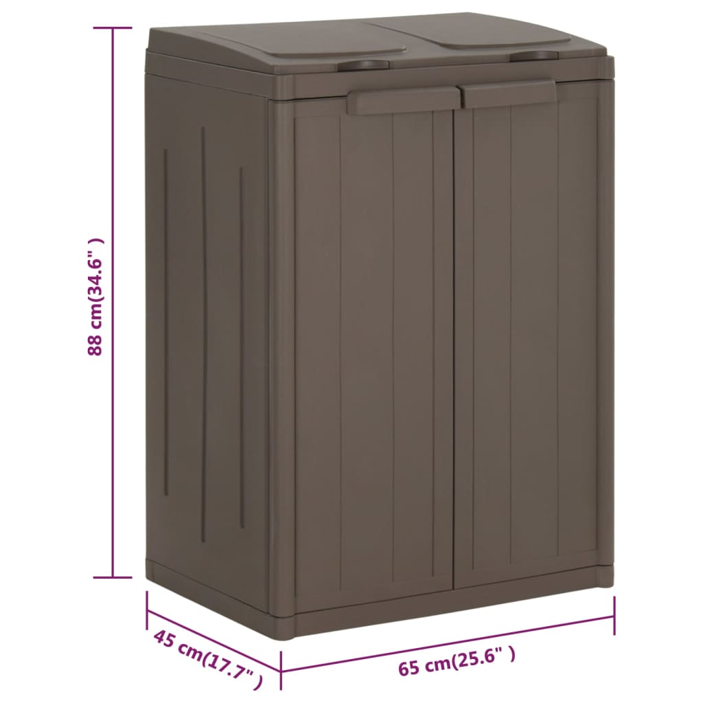 Trash Bin with 2 Doors Brown 65x45x88 cm PP