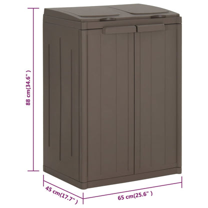 Trash Bin with 2 Doors Brown 65x45x88 cm PP