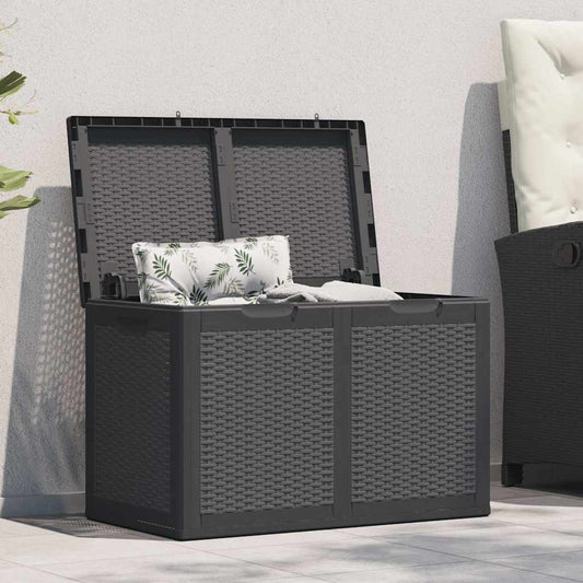 151228 vidaXL Garden Storage Box 180L Black PP Rattan